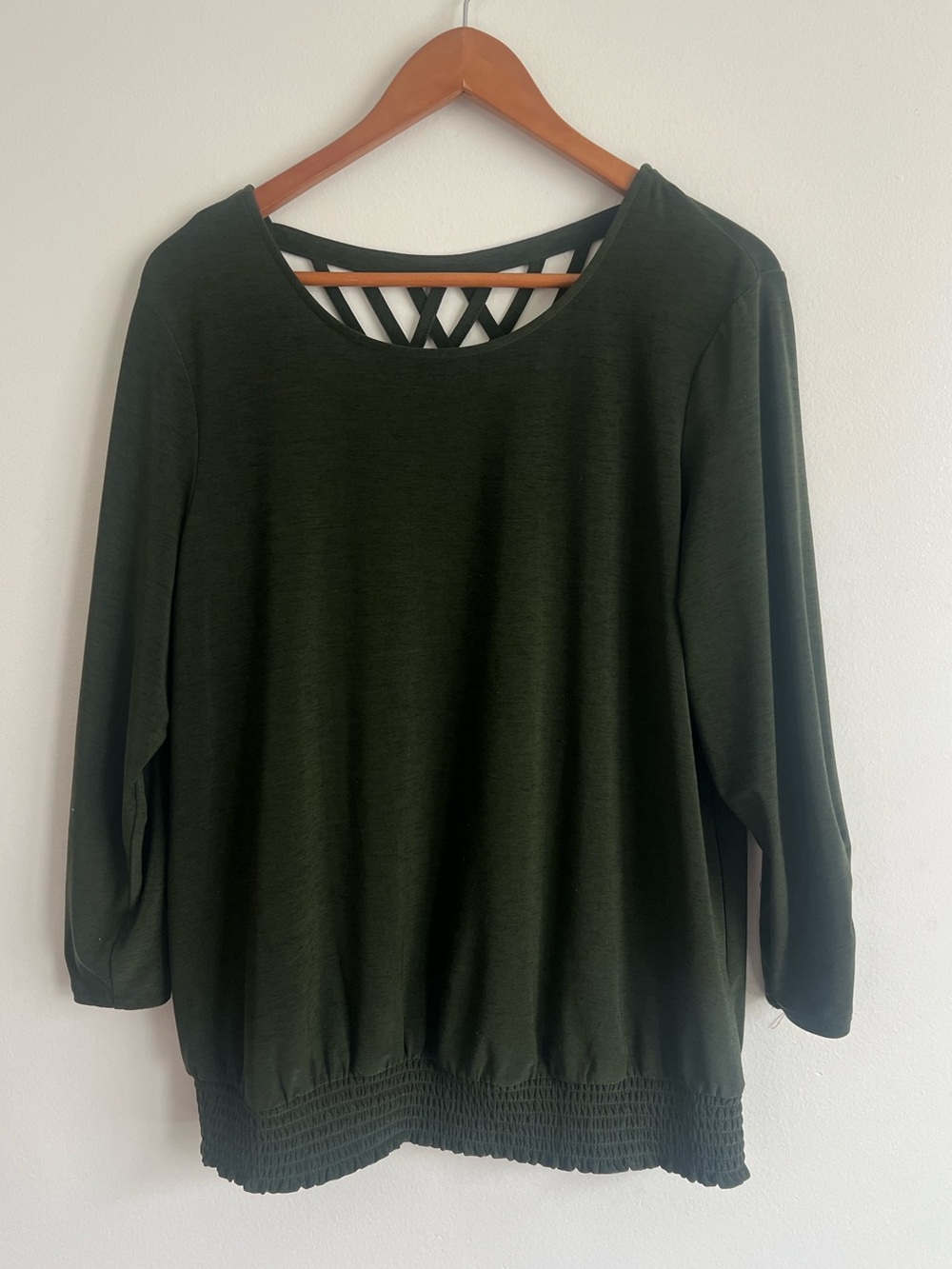 3/$25 APT 9 Women's Ruched Sleeves Lattice Back Top
